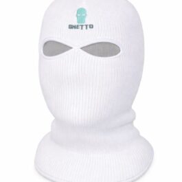 Ghetto White Full Face Ski Mask | Embroidered Logo Unisex
