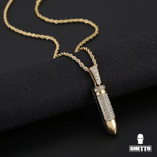 ghetto hip hop necklace twist chain bullet diamond pendant