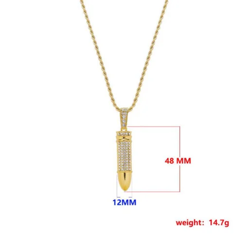 ghetto hip hop necklace twist chain bullet diamond pendant