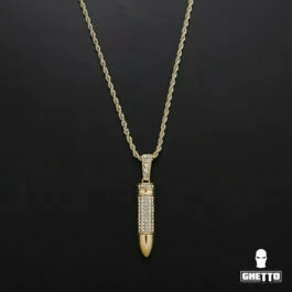 Ghetto Hip Hop Колие Twist Chain Twist Chain Bullet Diamond Pendendant