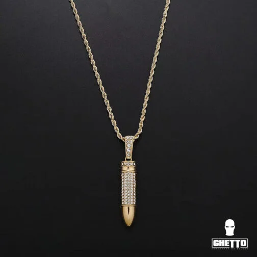 ghetto hip hop necklace twist chain bullet diamond pendant
