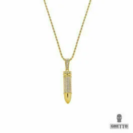 Ghetto Hip Hop Колие Twist Chain Twist Chain Bullet Diamond Pendendant