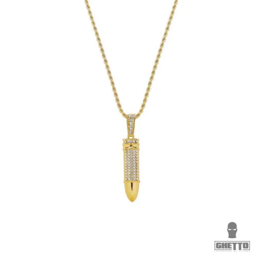 ghetto hip hop necklace twist chain bullet diamond pendant
