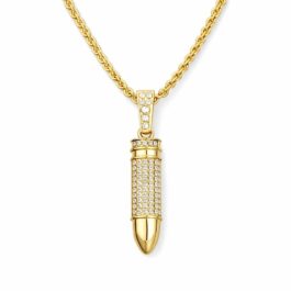 Ghetto Hip Hop Necklace Twist Chain Bullet Diamond Pendant