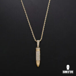 Ghetto Hip Hop Necklace Twist Chain Bullet Diamond Pendant