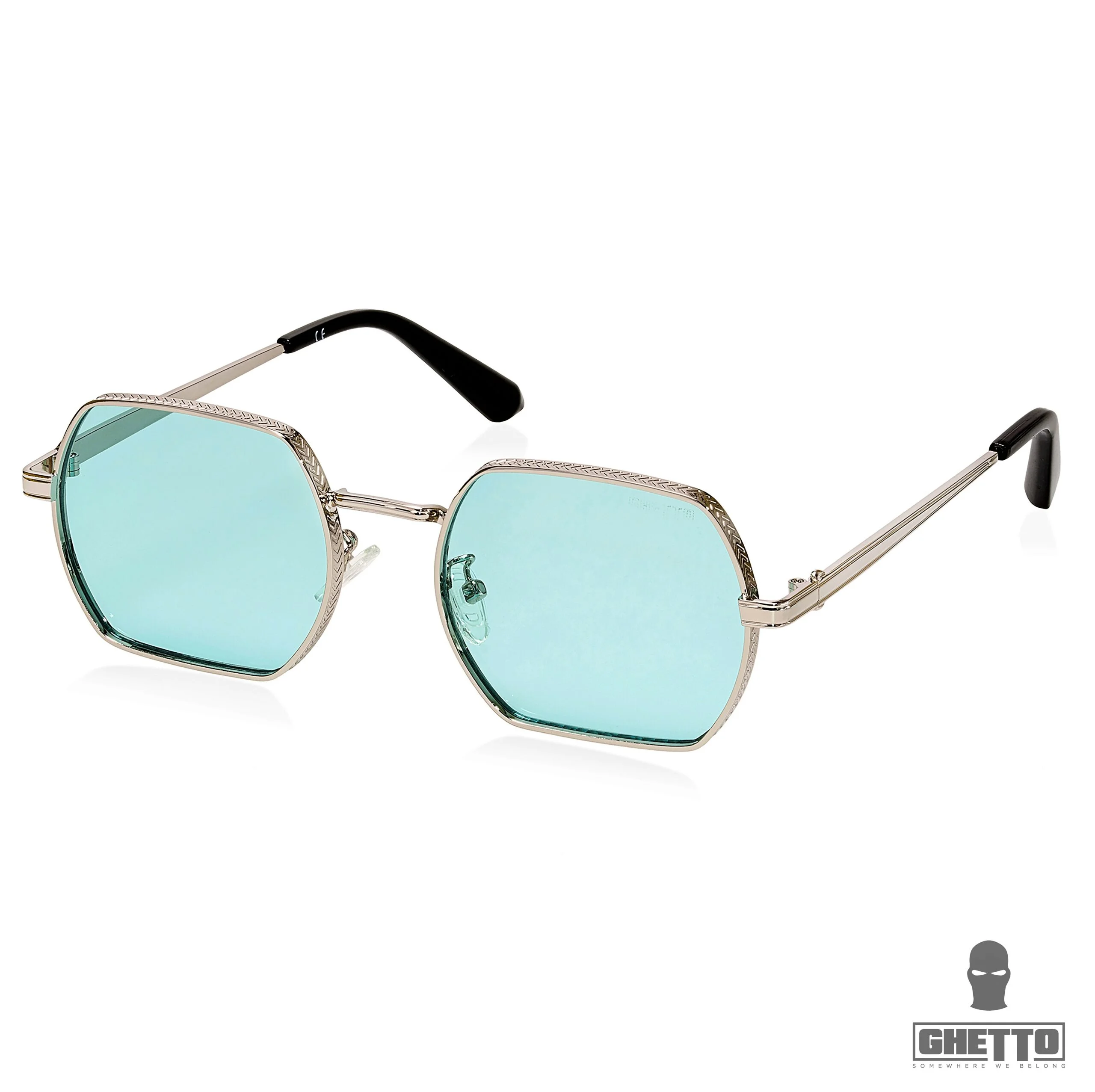 ochelari de soare ghetto retro octagon cu ramă argintie pentru femei