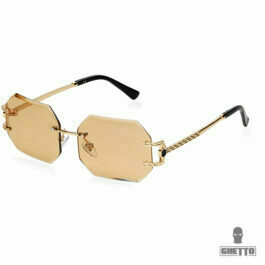 Ghetto Luxury Polygon Square Gold Frame Sunglasses For Women