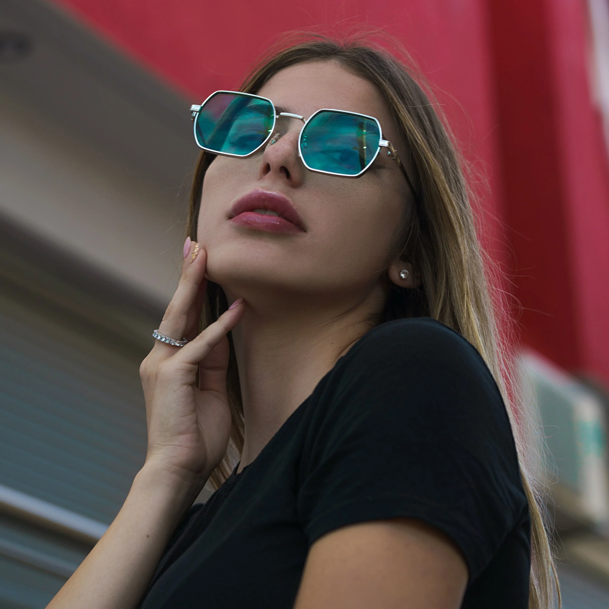 ochelari de soare ghetto retro octagon cu ramă argintie pentru femei