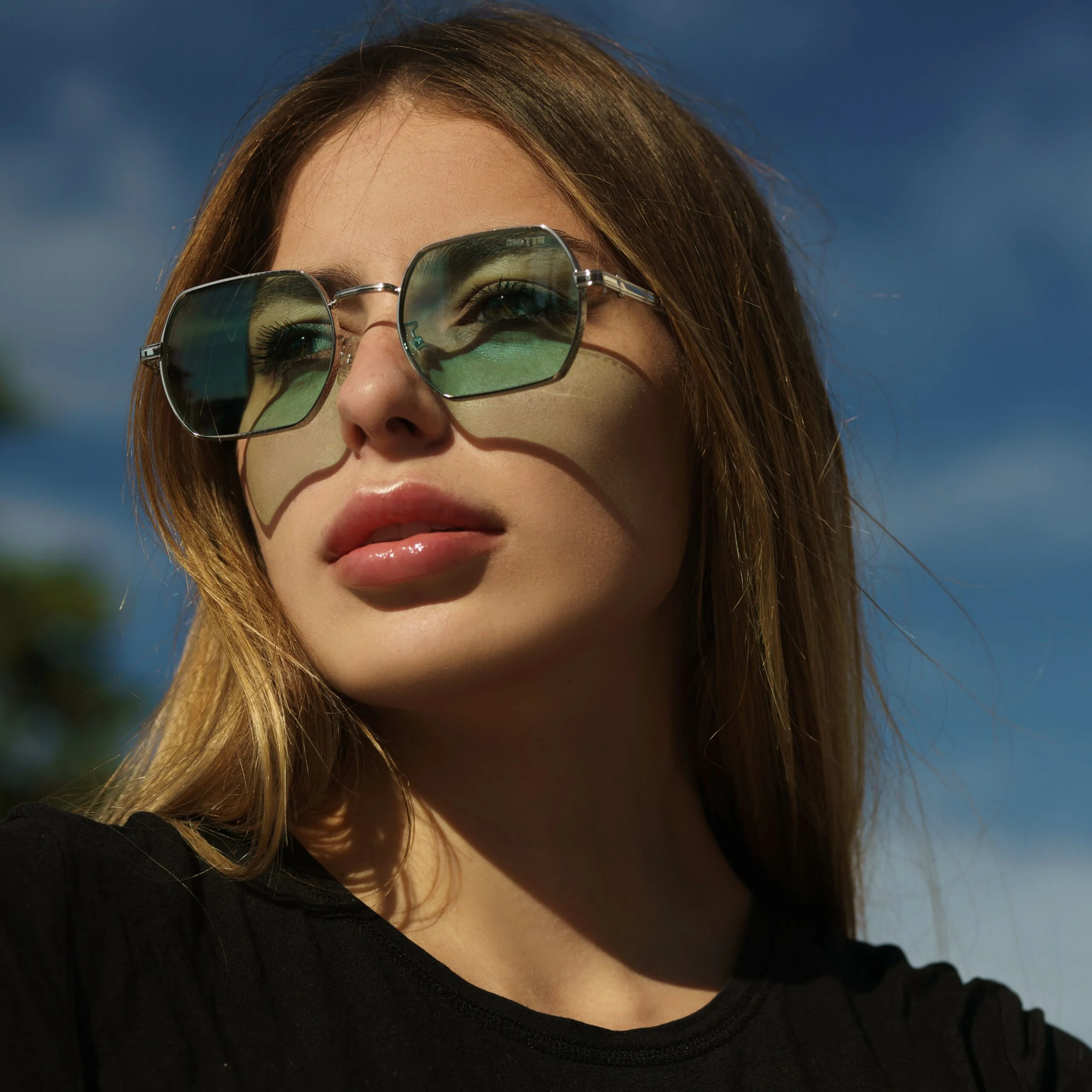 ochelari de soare ghetto retro octagon cu ramă argintie pentru femei