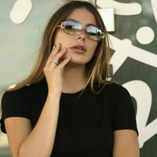 ghetto luxury polygon square gold frame sunglasses for women