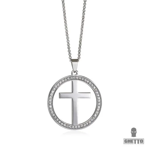 ghetto cruce cerc zircon pandantiv colier hip hop