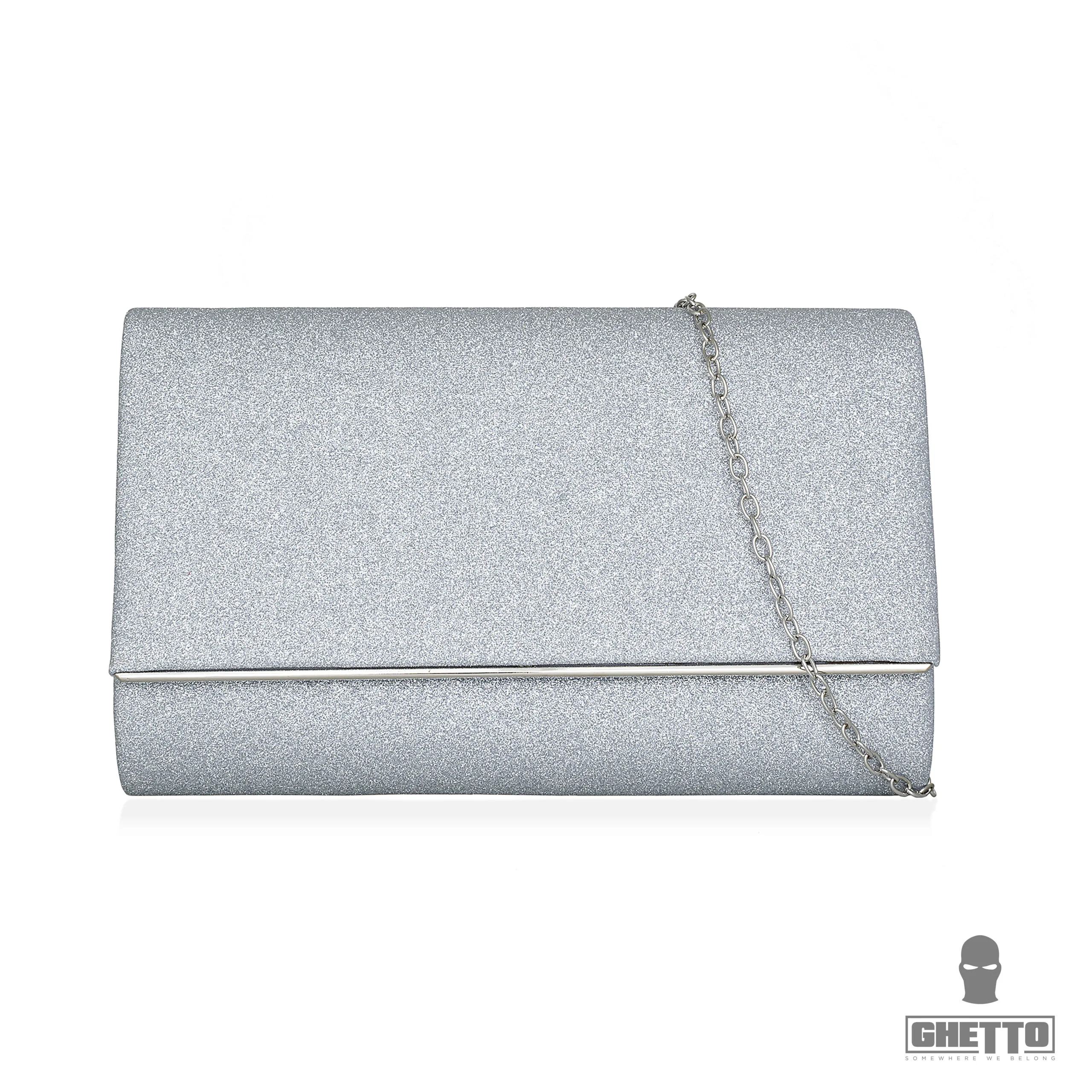 geantă ghetto glitter clutch silver