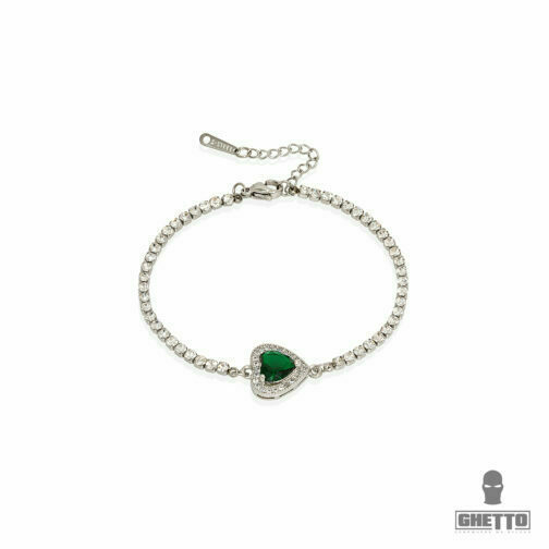 ghetto crystal bracelet green heart