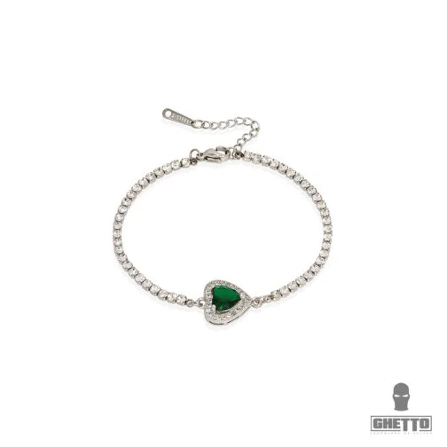 brățară ghetto cristal inimă verde