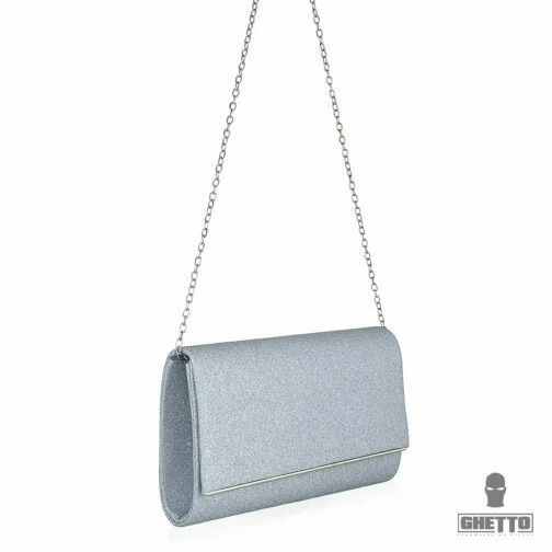 ghetto glitter clutch silver bag