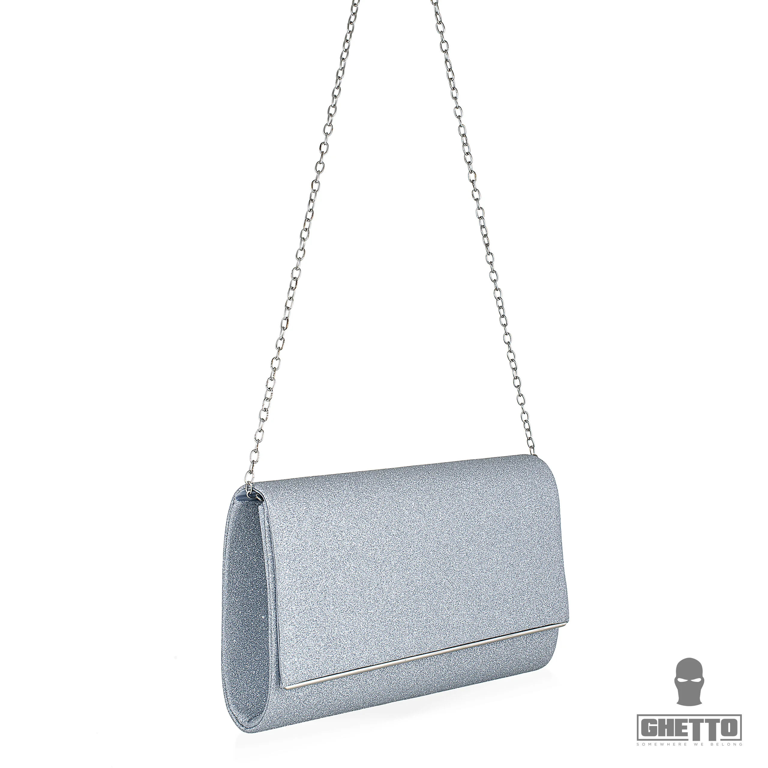 geantă ghetto glitter clutch silver