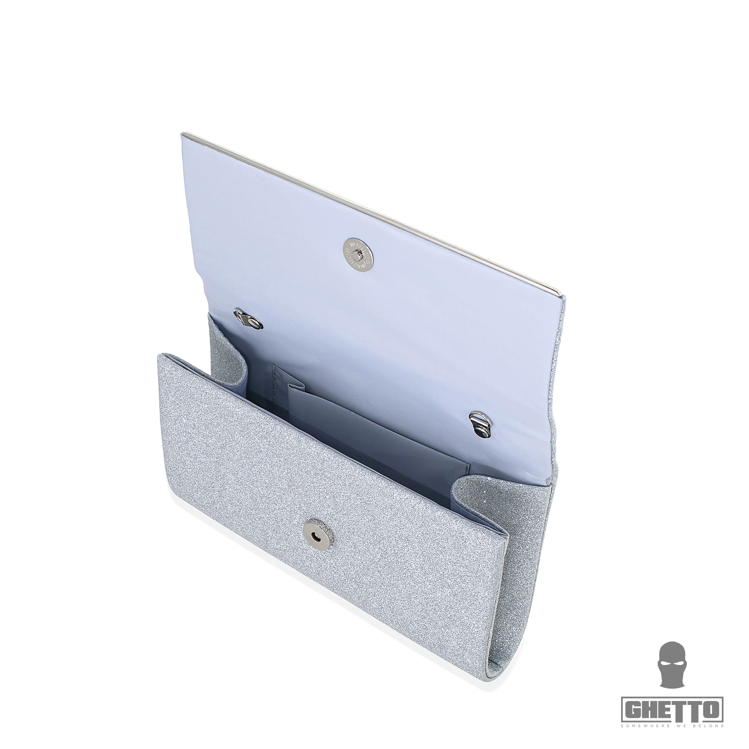 geantă ghetto glitter clutch silver