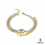 Ghetto Lovers Half Heart 2pcs Bracelet Cuban Link SS Unisex