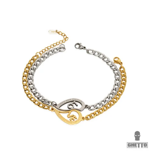 ghetto lovers half heart 2pcs brățară cuban link