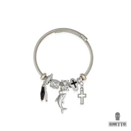Ghetto Charm brățară cruce cruce delfin titan oțel