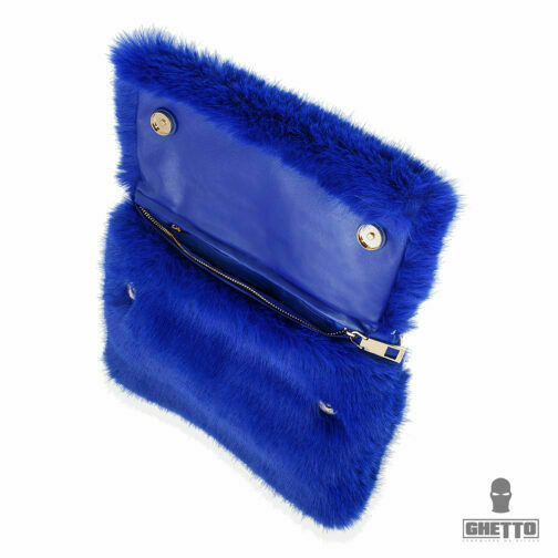 ghetto luxury fur midi tote blue bag