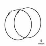 Ghetto Big Circle Hoop Earrings Black Color Stainless Steel