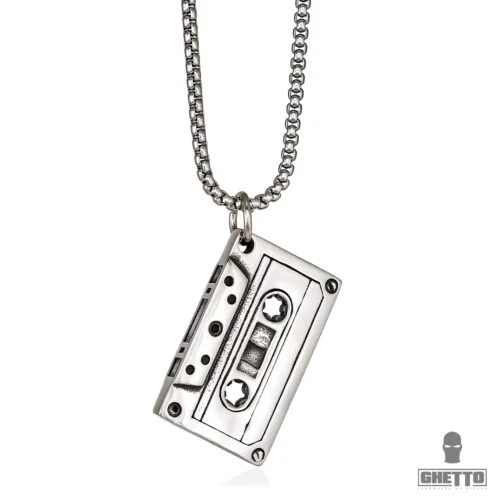 ghetto hip hop casetă bandă de muzică ss colier pandantiv