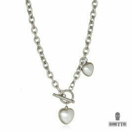 Ghetto Hearts Pearl Necklace Stainless Steel