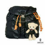 Ghetto Small Bear Puffer Tactical Backpack with Teddy Detail | Streetwear Utility Bag (Black)