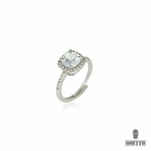 ghetto big diamond shaped cz gemstone adjustable ring