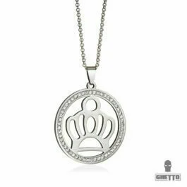 Ghetto Royal Crown Circle Circle Zircon Pendant Hip Hop Necklace