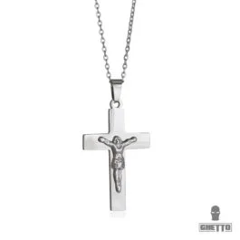 Colier cu pandantiv cu cruce Ghetto Popular Jesus