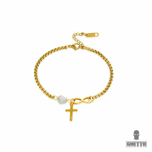 ghetto fashion “8” pearl bracelet ss