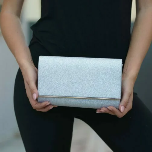 ghetto glitter clutch silver bag