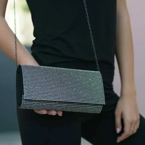 geantă neagră ghetto cristal clutch