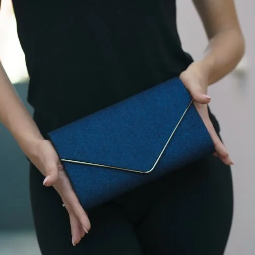 geantă ghetto glitter clutch albastru închis