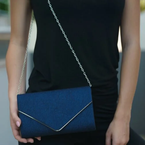 geantă ghetto glitter clutch albastru închis