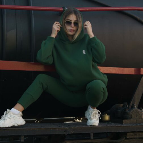 ghetto set sport hoodie green for women