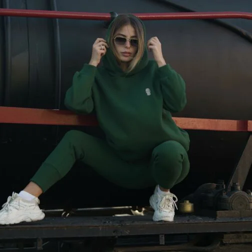 hanorac sport ghetto set verde pentru femei