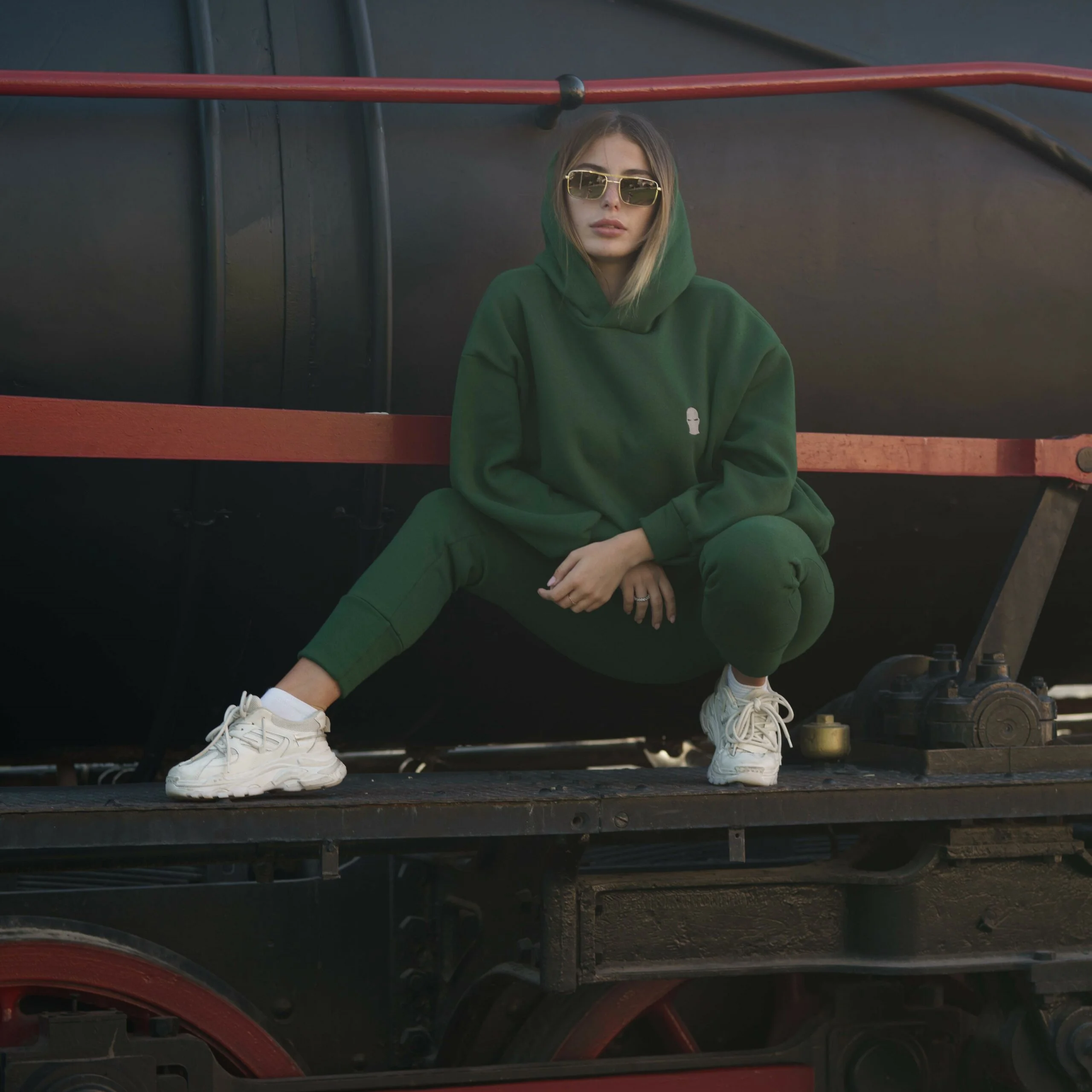 ghetto set sport hoodie green for women