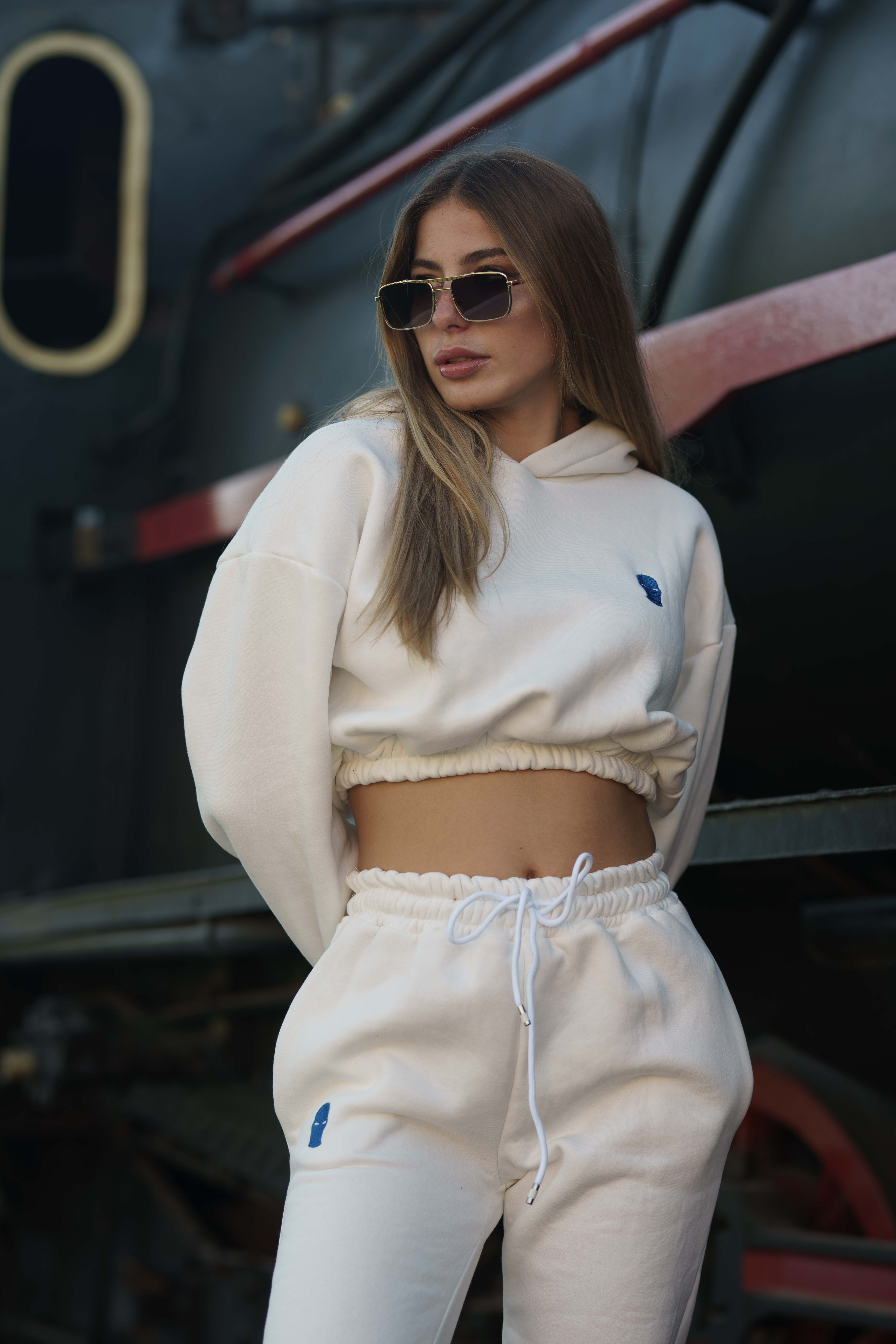 ghetto set sport hoodie crop top pants for women one size