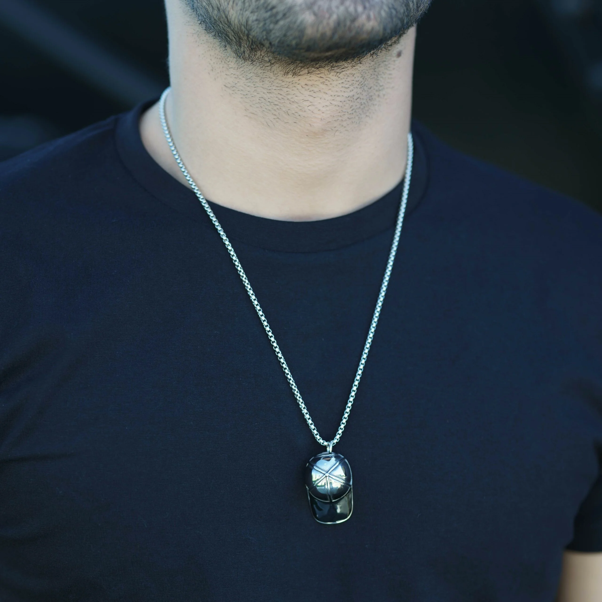 ghetto hip hop cap stainless steel pendant necklace