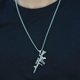 Ghetto Hip Hop Gun Colier cu pandantiv din oțel inoxidabil