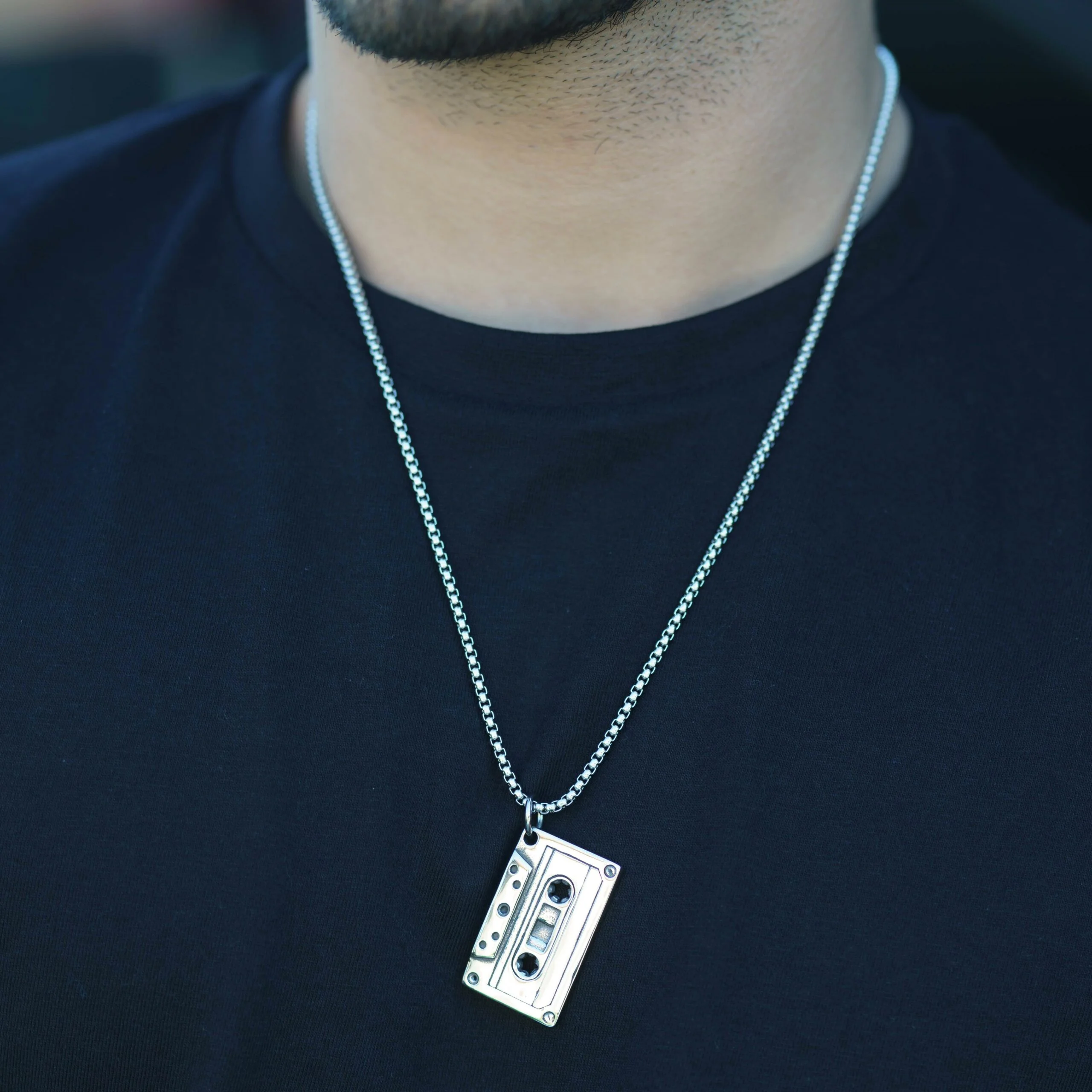 ghetto hip hop cassette tape music ss pendant necklace