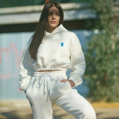 ghetto set sport hoodie crop top pantaloni pentru femei o dimensiune