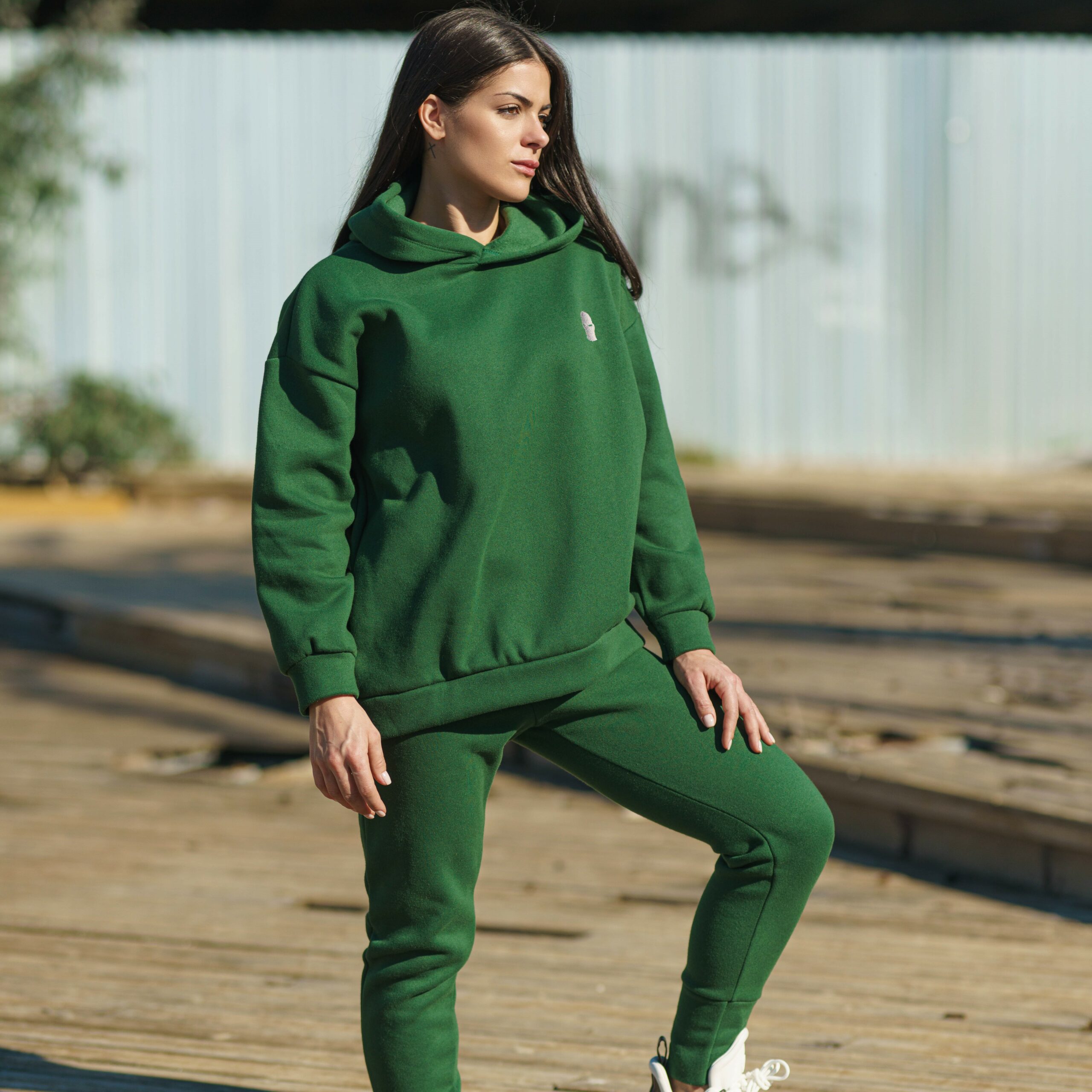 ghetto set sport hoodie green for women one size