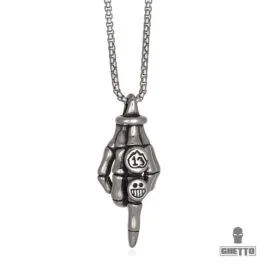 Colier cu pandantiv Ghetto Hip Hop "The Finger" din oțel inoxidabil