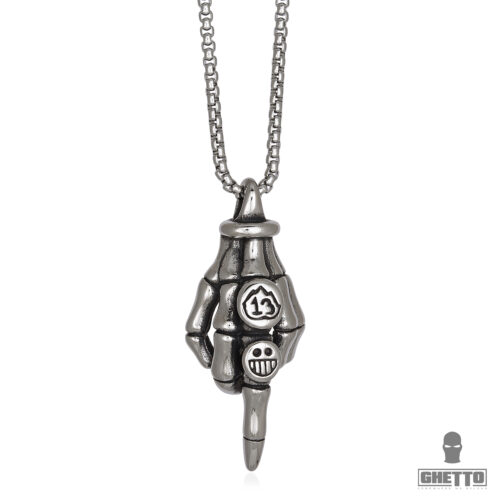 ghetto hip hop "the finger" stainless steel pendant necklace