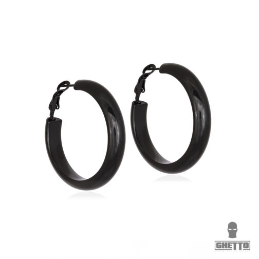 ghetto new style black hoop earrings stainless steel