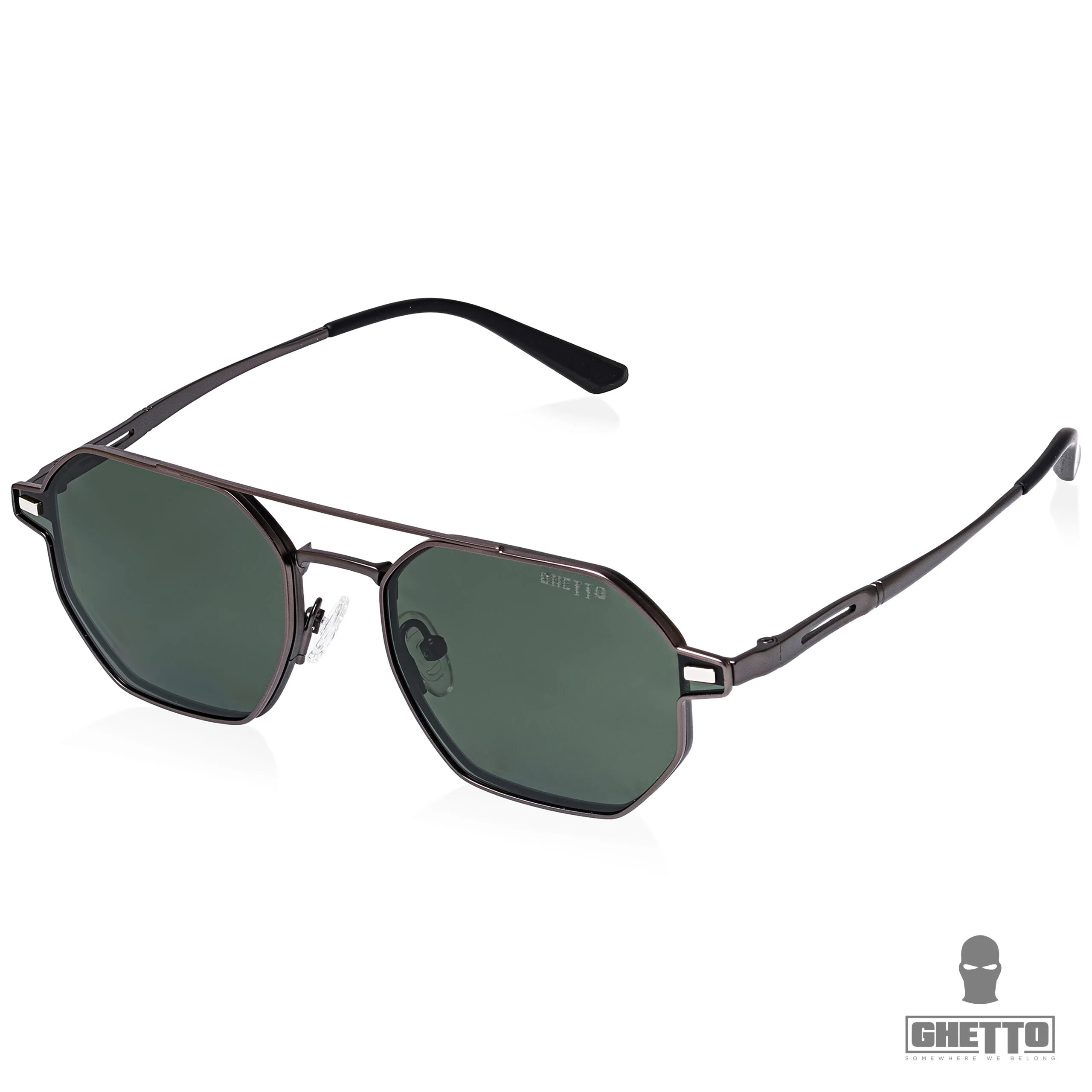 ghetto hexagon sunglasses polarized & reading gun frame unisex